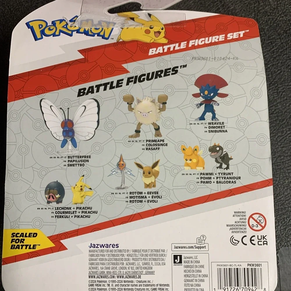 Pokemon Battle Figure Set 3-Pack - Perrserker, Hawlucha & Pikachu - Jazwares NEW